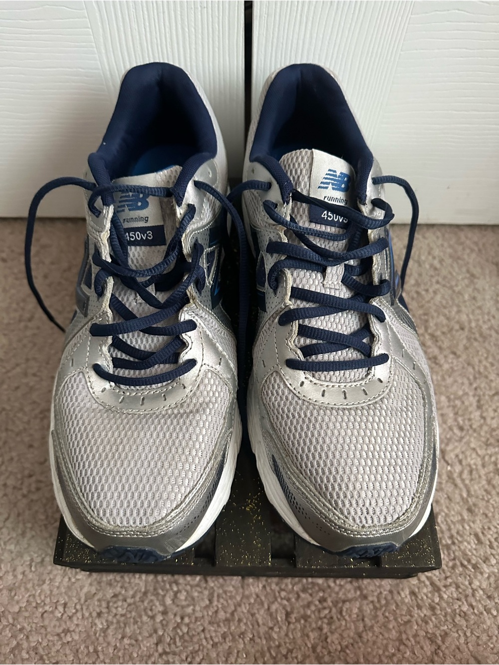 New Balance Silver and Navy Men's Athletic Running Shoes